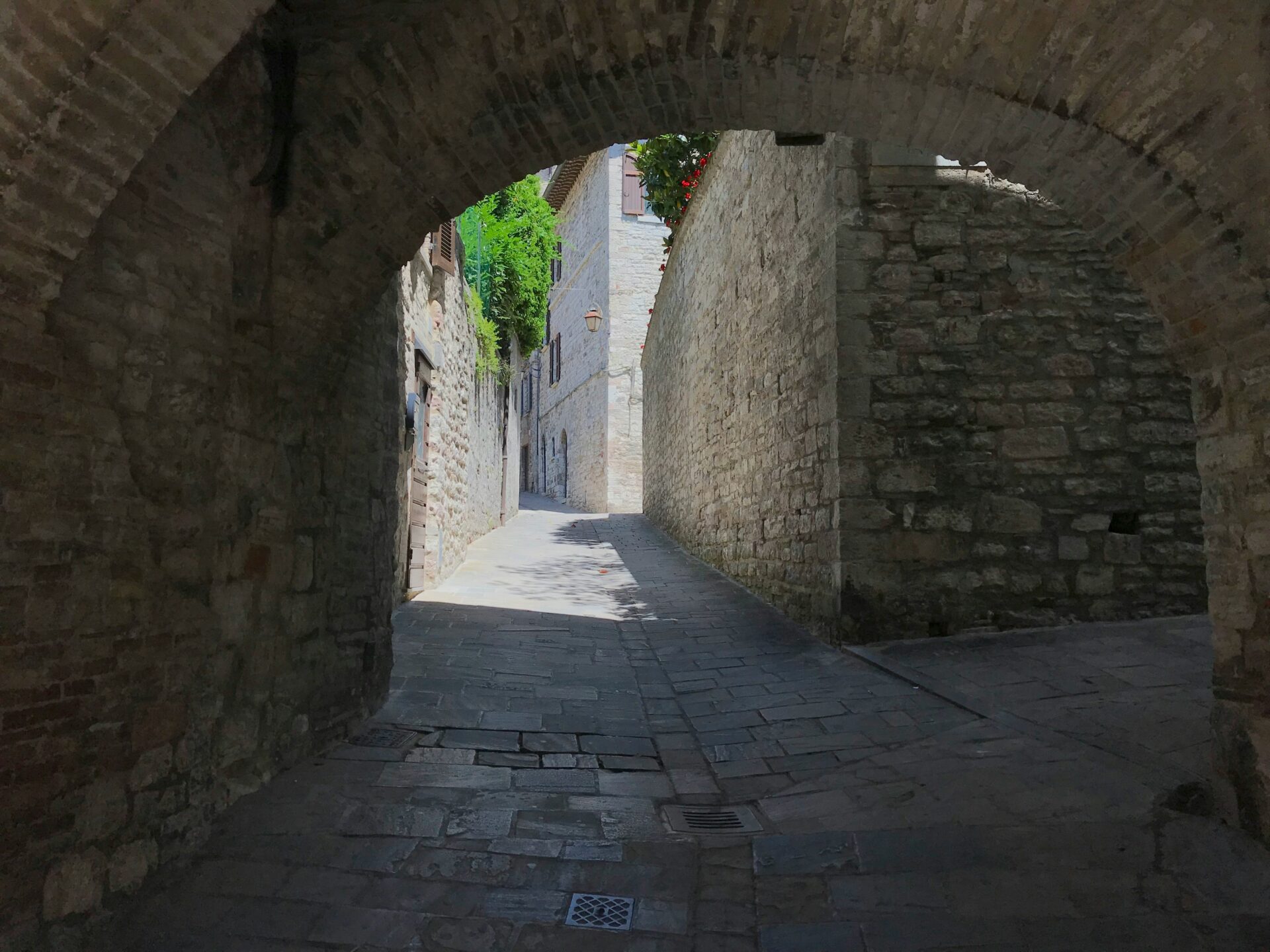 Charming narrow street in Gubbio, Italy