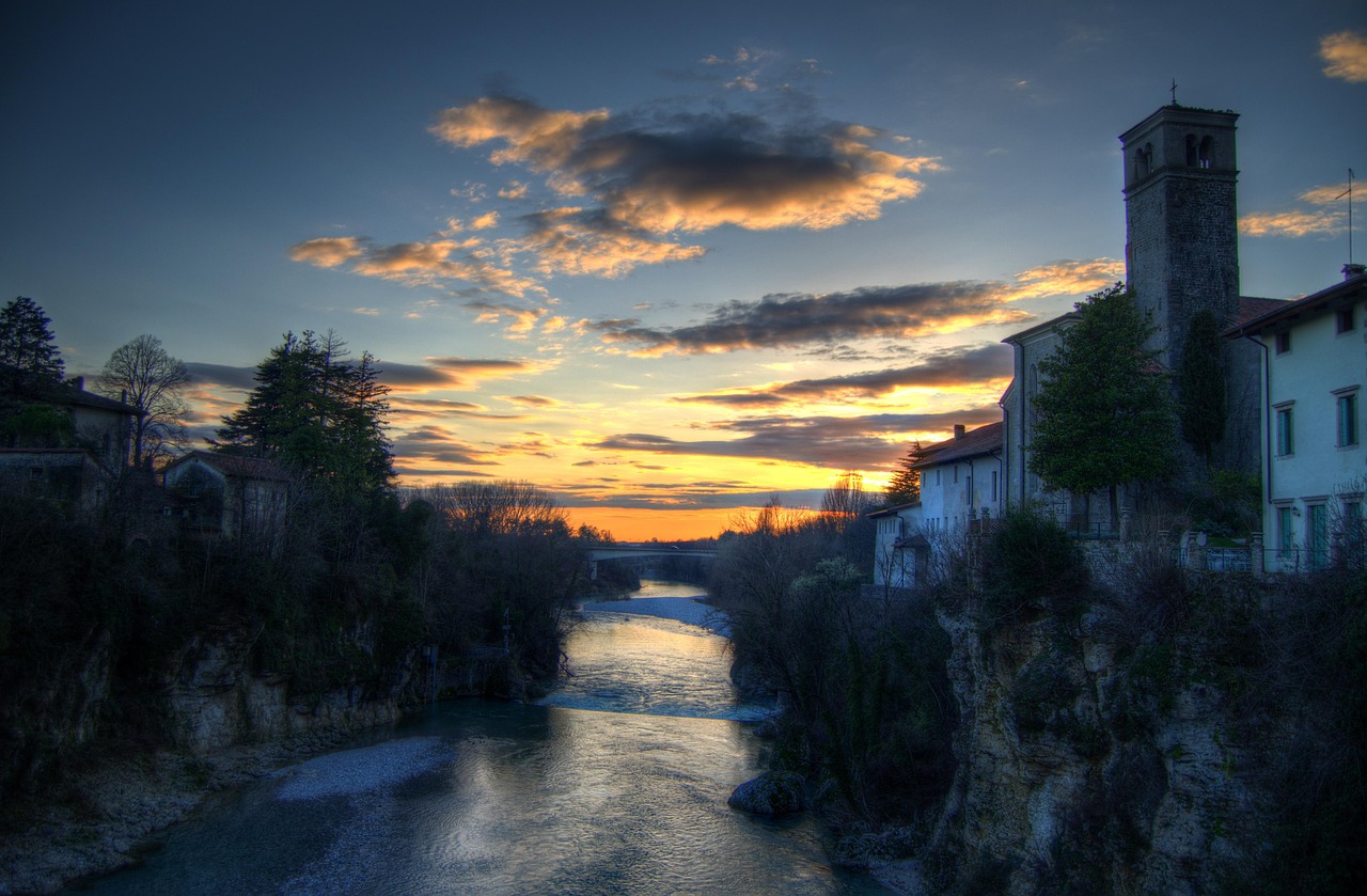 Sunset and River in Cividale