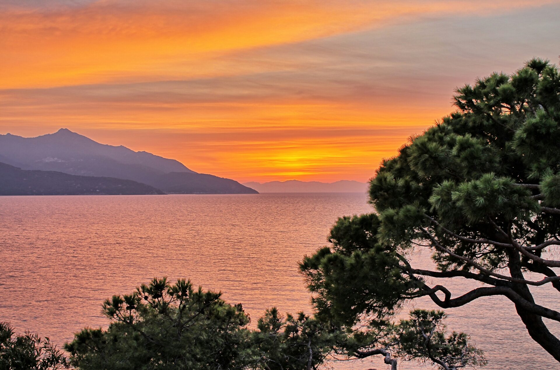 Sunset at a lake in Italy