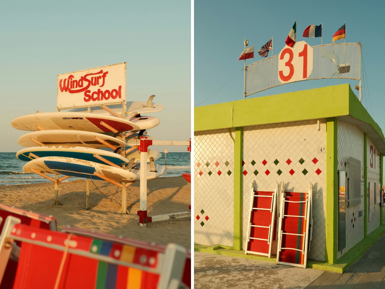 Surfboards displays on beach - Entrance or station at a beach