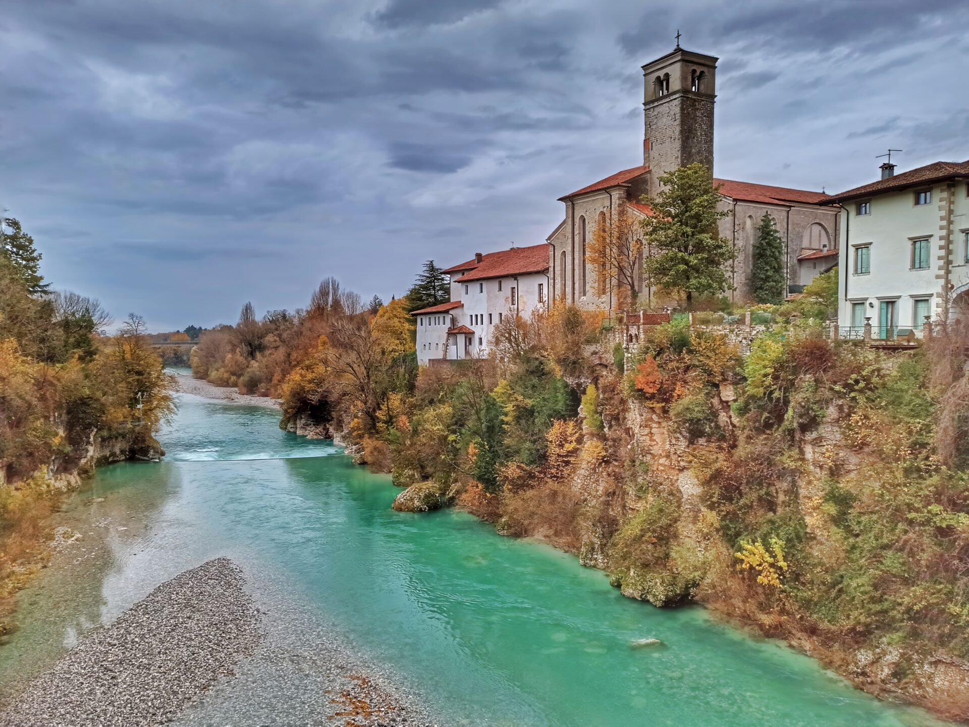 Tempietto longobardo in Cividale del Friuli. Monastery near a river.