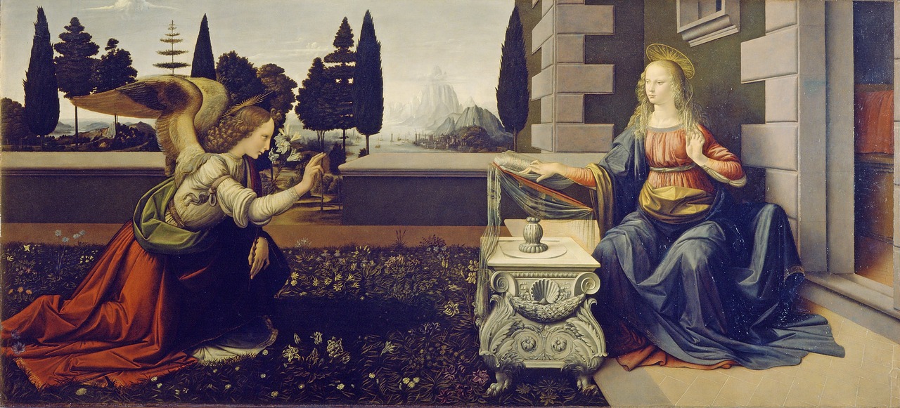 The Annunciation by Leonardo da Vinci - Italian paintings - Renaissance art
