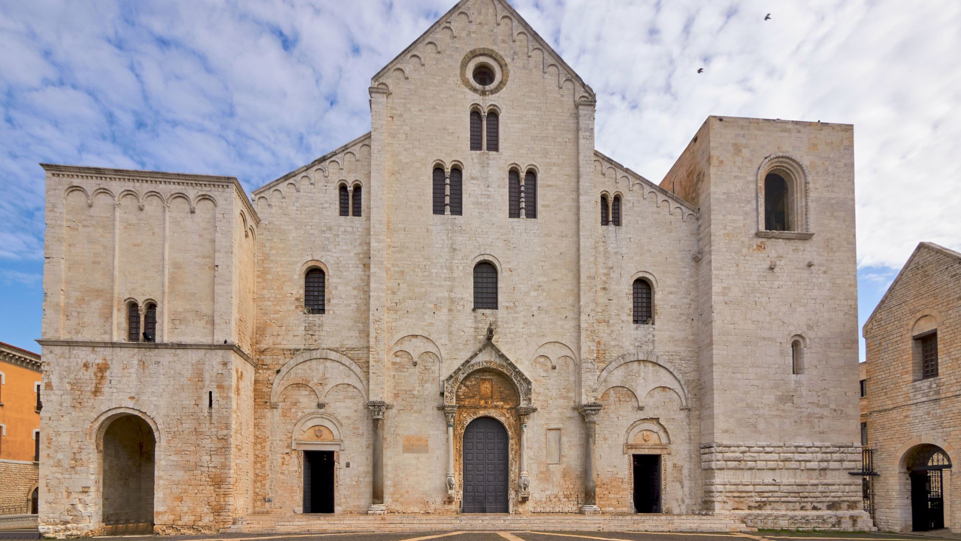 Image shows The Basilica of Saint Nicholas, Bari Vecchia, Italy.