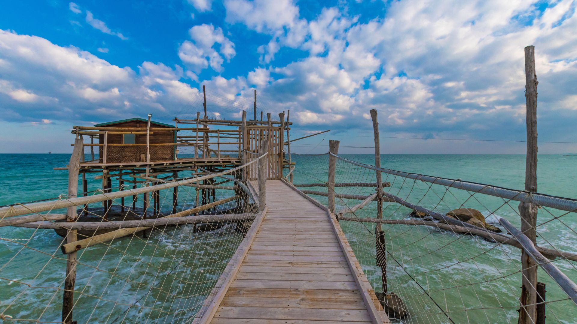  Image shows a fishing platform at The Trabocchi of Abruzzo, Italy