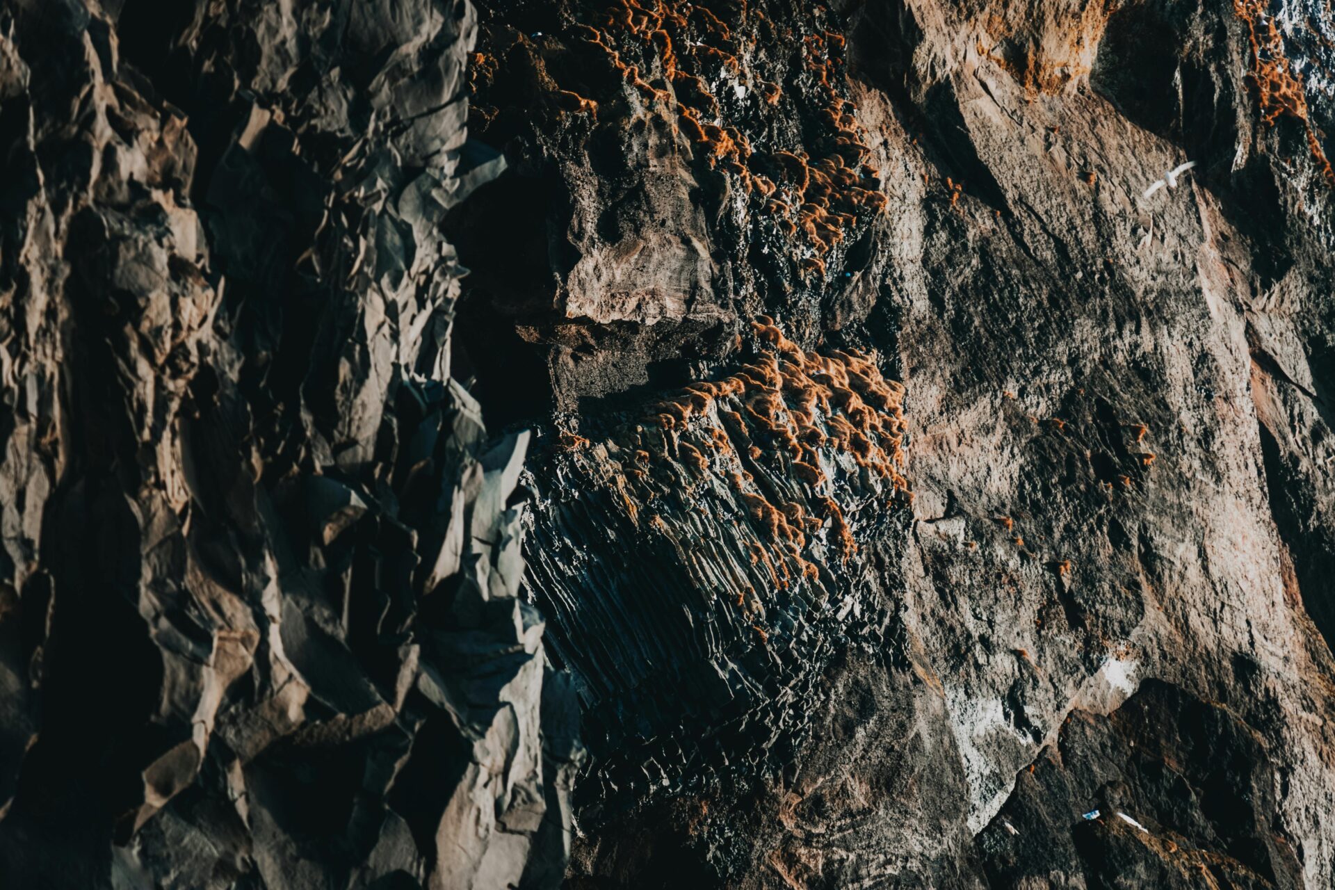 Uneven surface of cliff in ravine