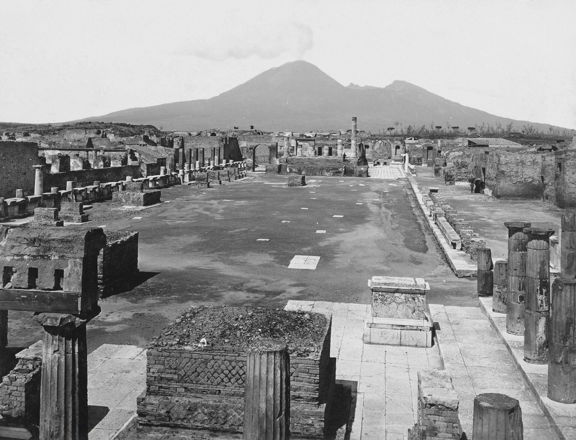 Mount Vesuvius seen from the ancient ruins of Pompeii