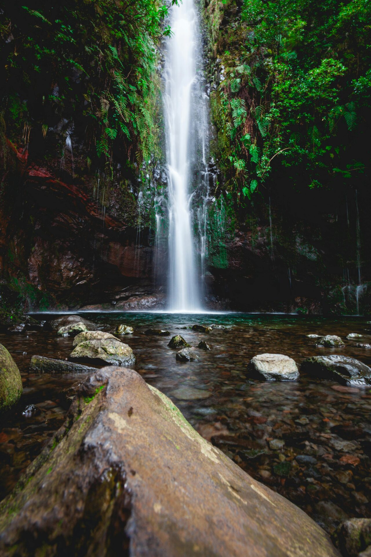 View of the 25 Fontes Falls,  Madeira, Portugal