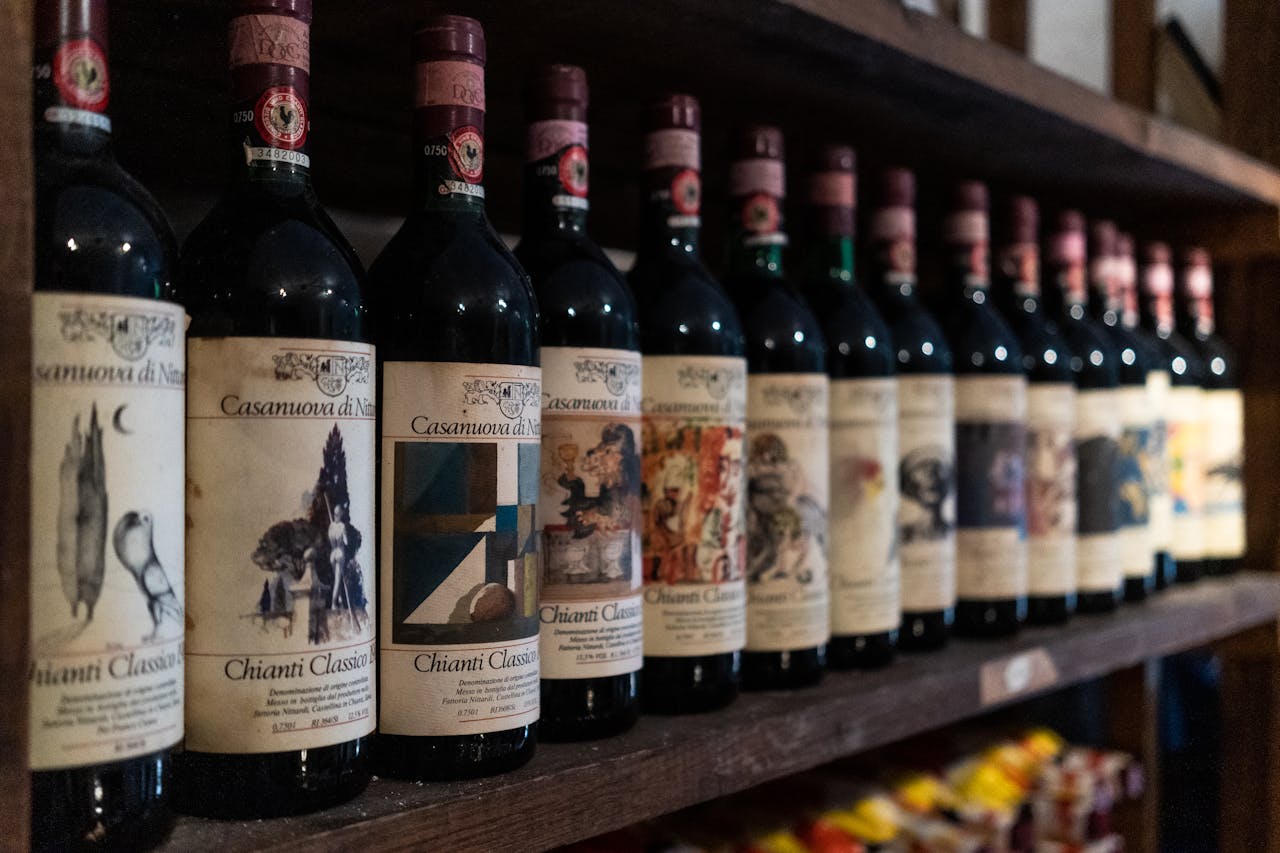 Wine-Bottles-on-a-Shelf