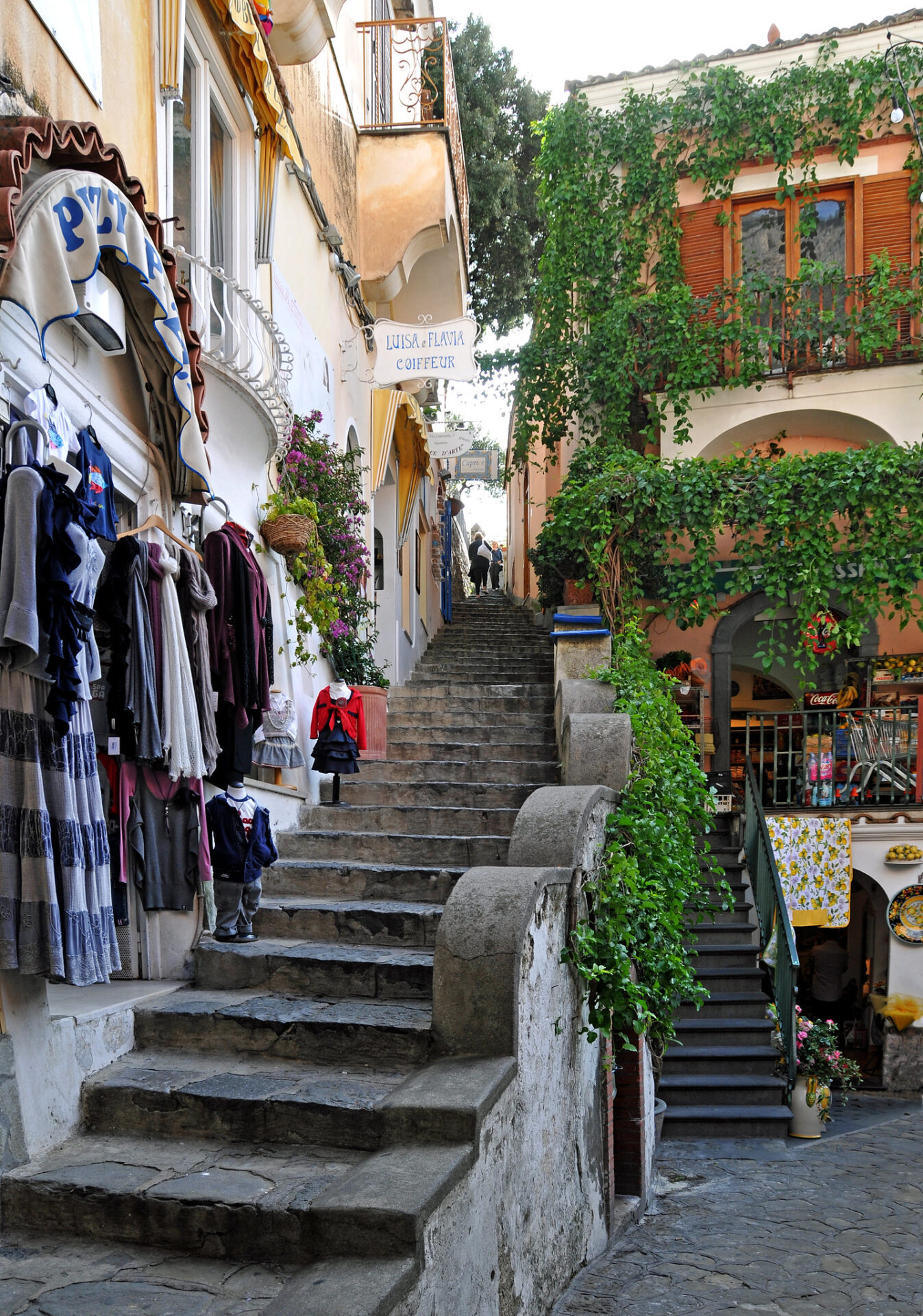 climbing Positano stairs