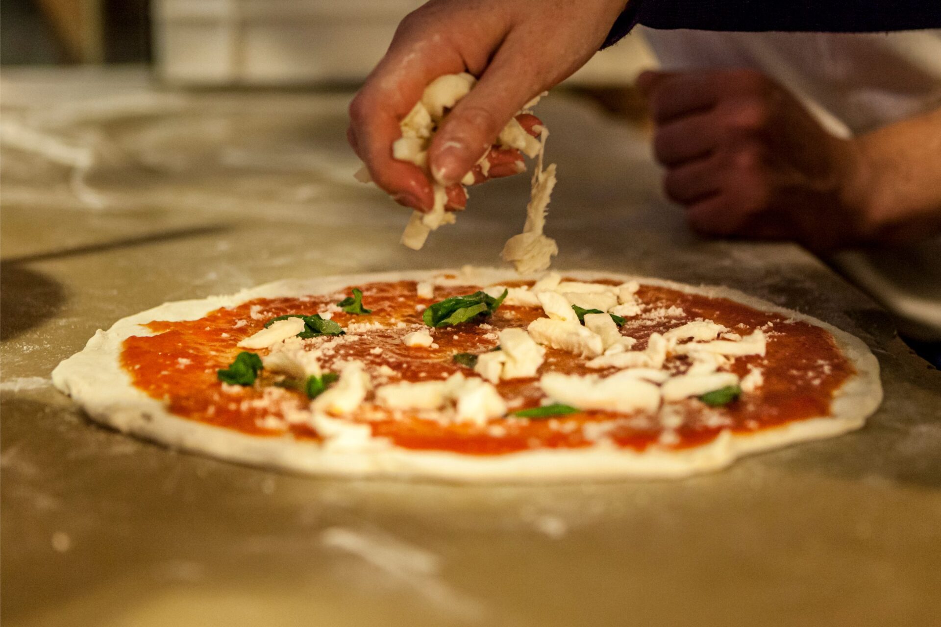 Preparing Naples pizza