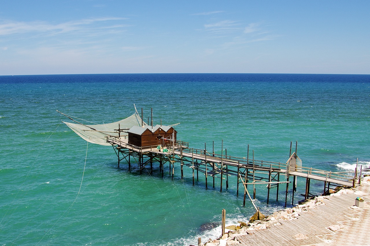 Termoli - Molise, Italy - wooden fishing hut near the coast