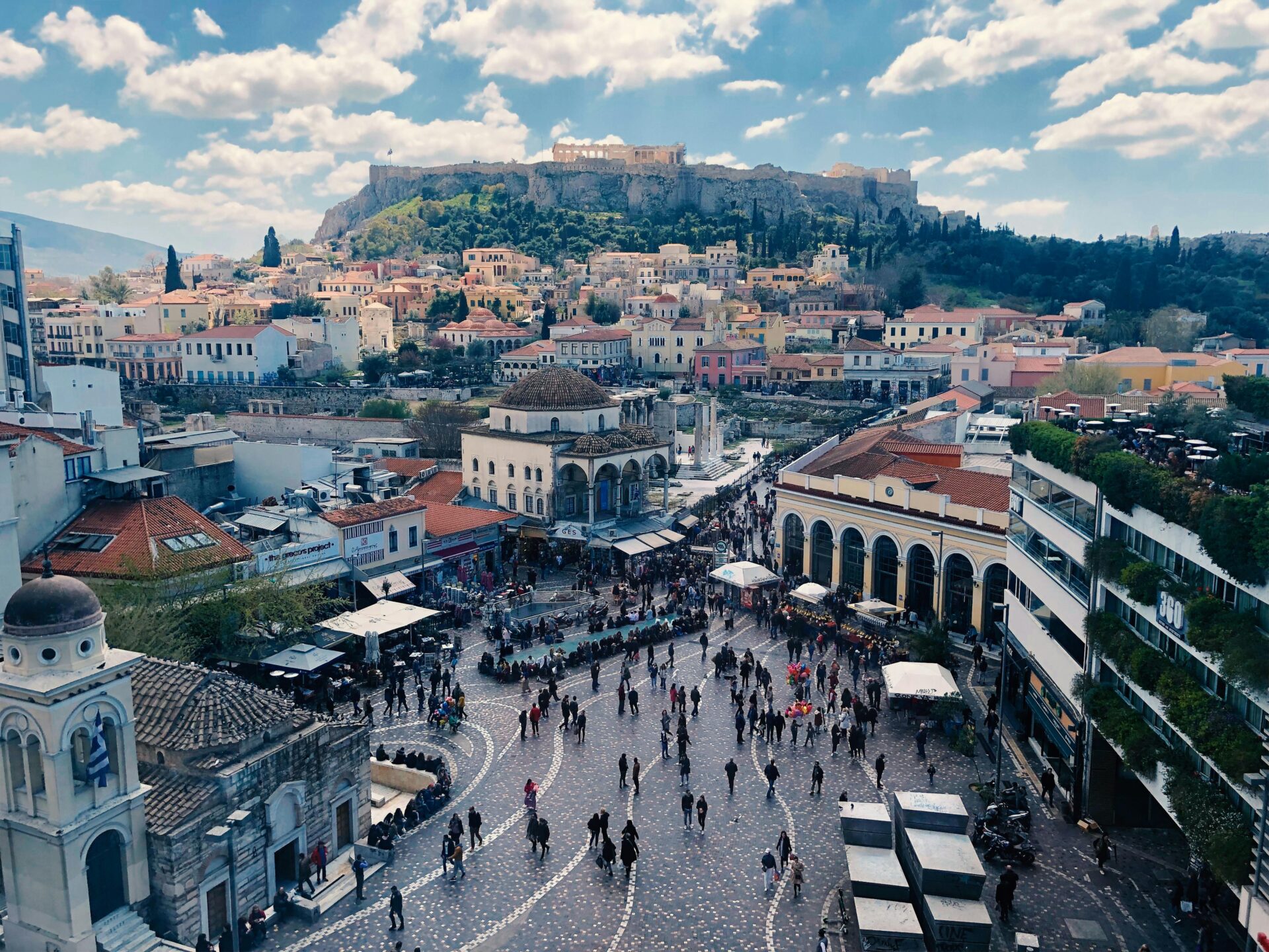 A view of Acropolis from a square