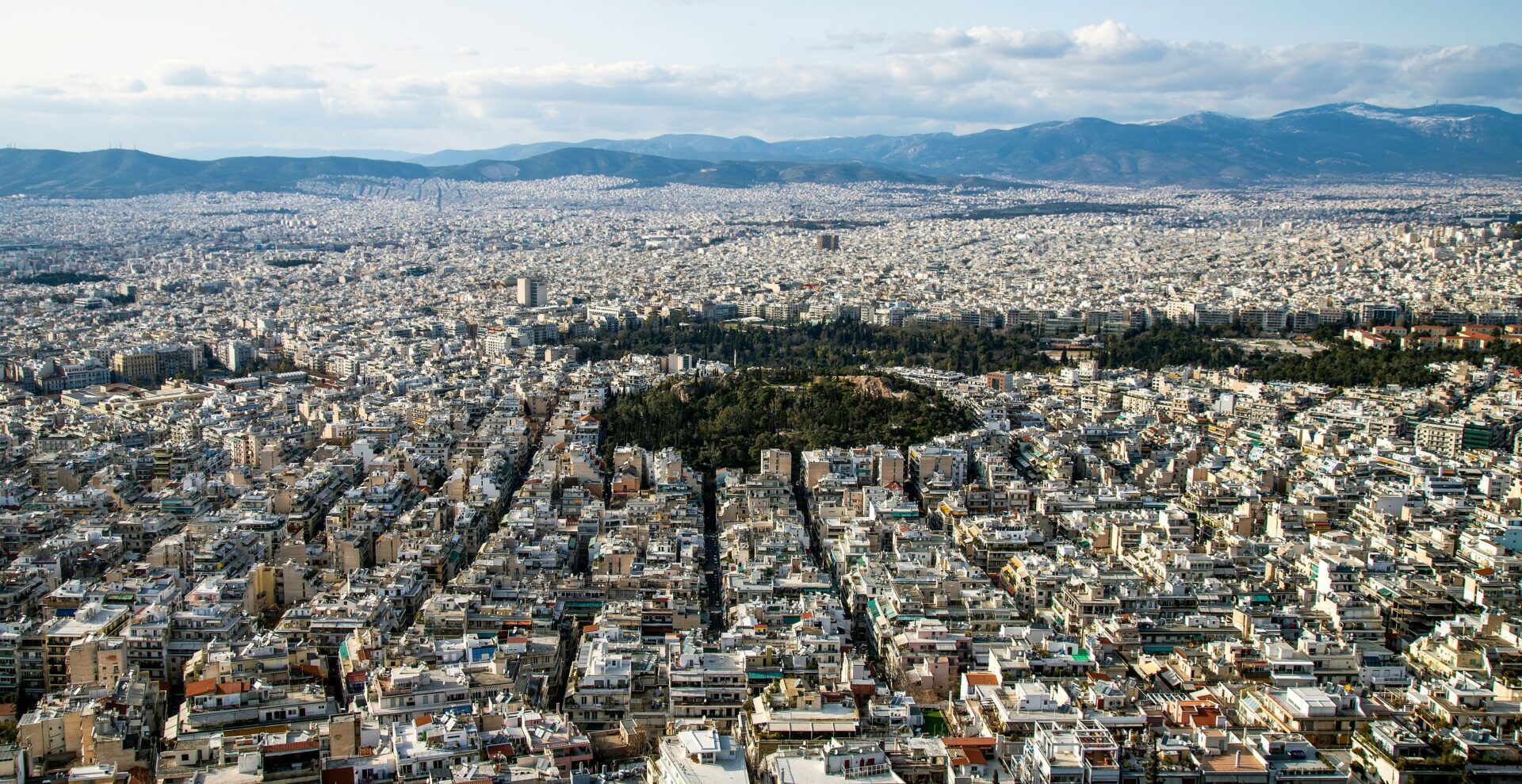 A view over Athens (Greece), white houses, from Lycabettus Hill