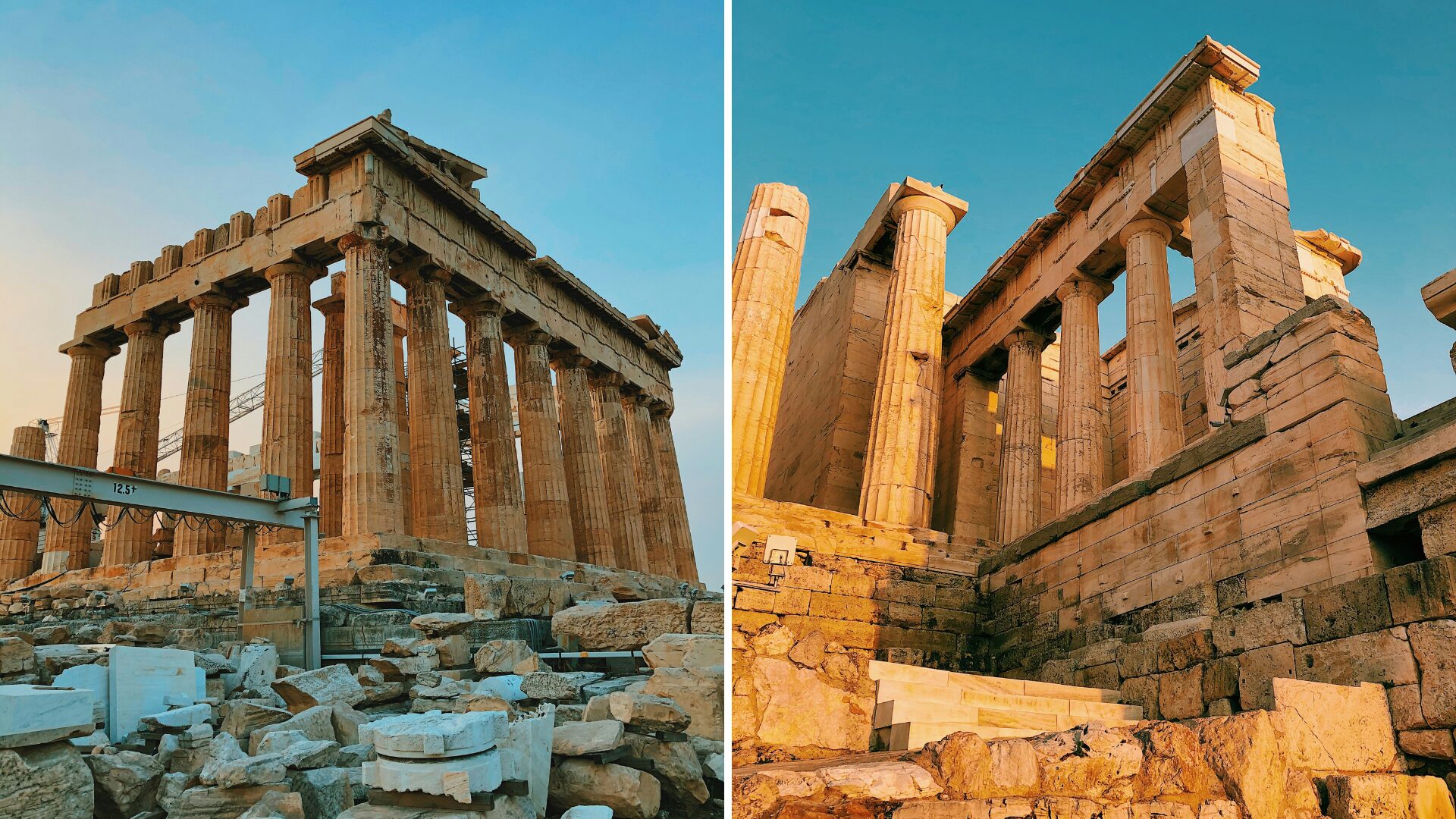 Acropolis at golden hour - sunrise in Athens