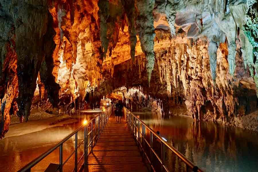 Aggitis Cave in northern Greece, showing limestone formations