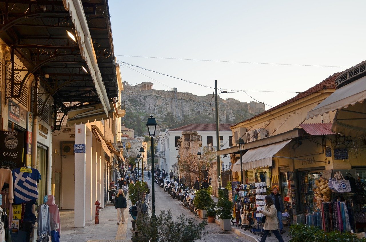 Alley of shops in Athens