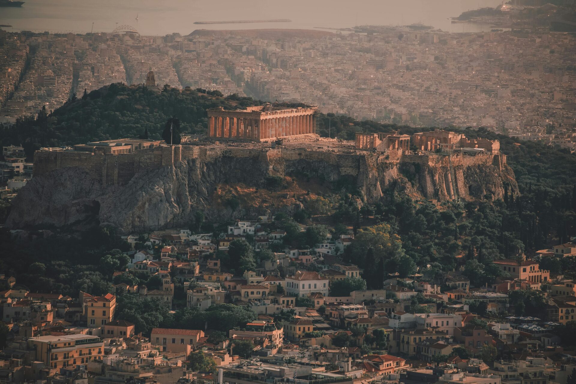 View of Parthenon (Acropolis) from a hill