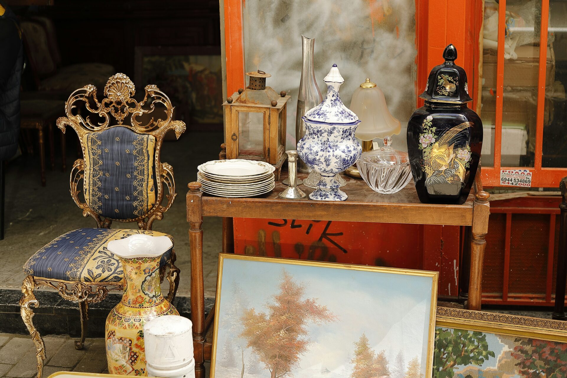 Antique shop displays in Athens