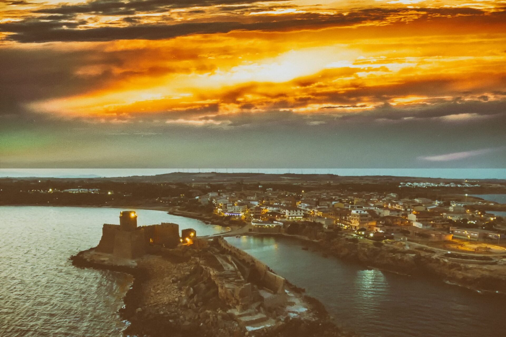 Aragonese castle during sunset