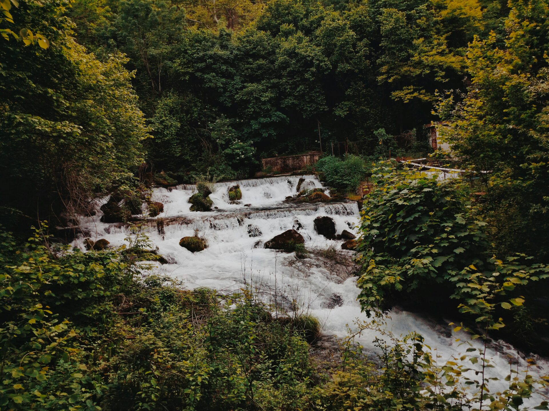 Waterfalls along the Arapitsa River in Naousa, Greece