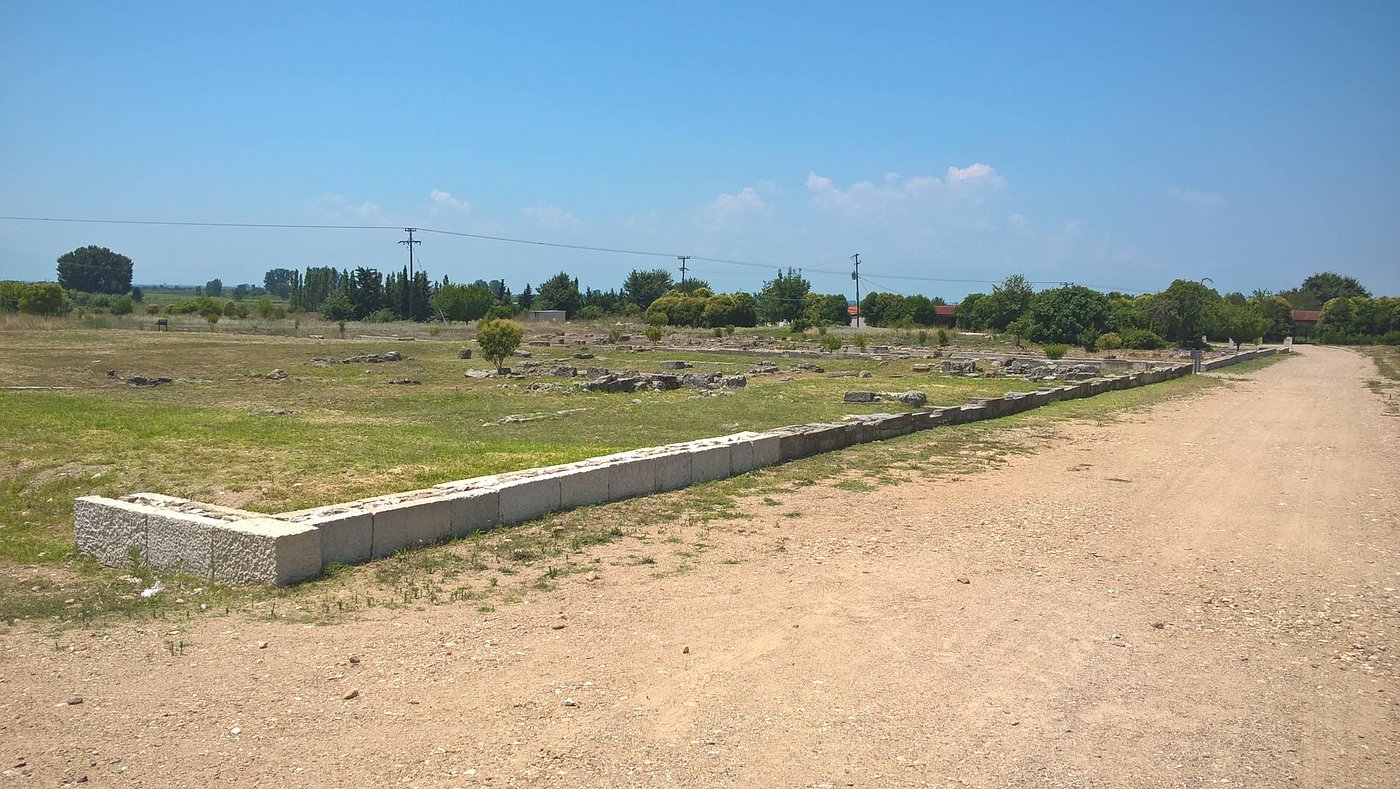 Wide view of the archaeological site at Pella, Greece