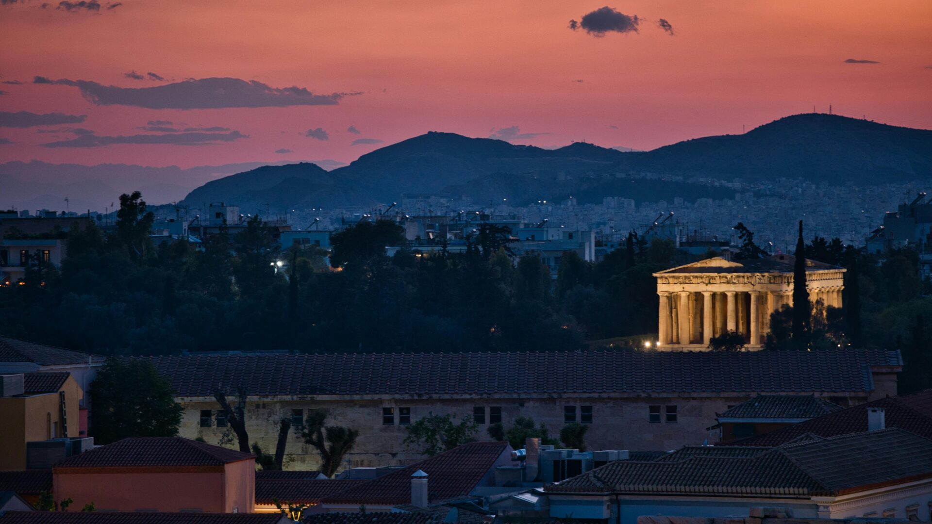 Athens Cityscape with Ancient Agora