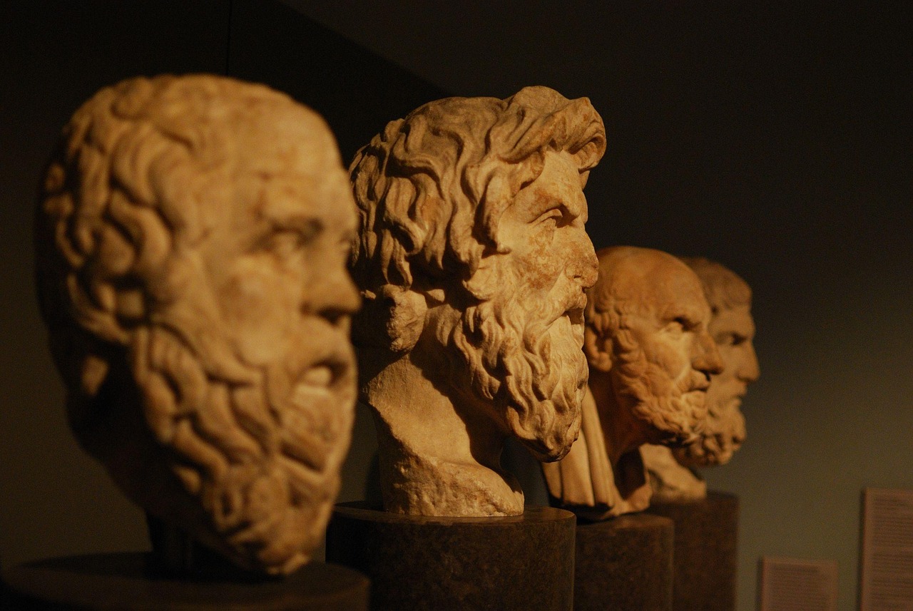 Busts of notable Greek figures