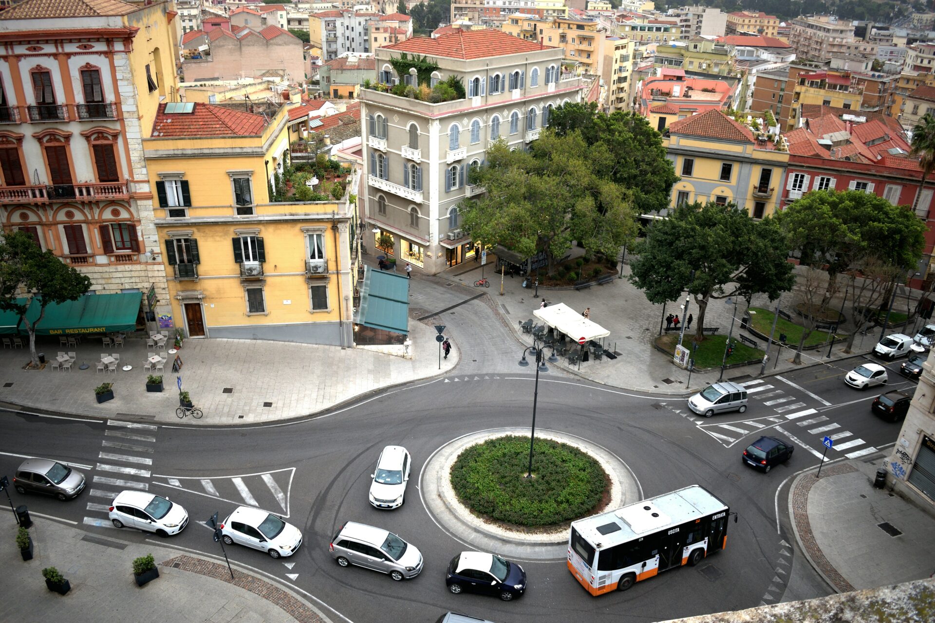 Piazza Costituzione in Cagliari, a historic square framed by elegant 19th-century buildings