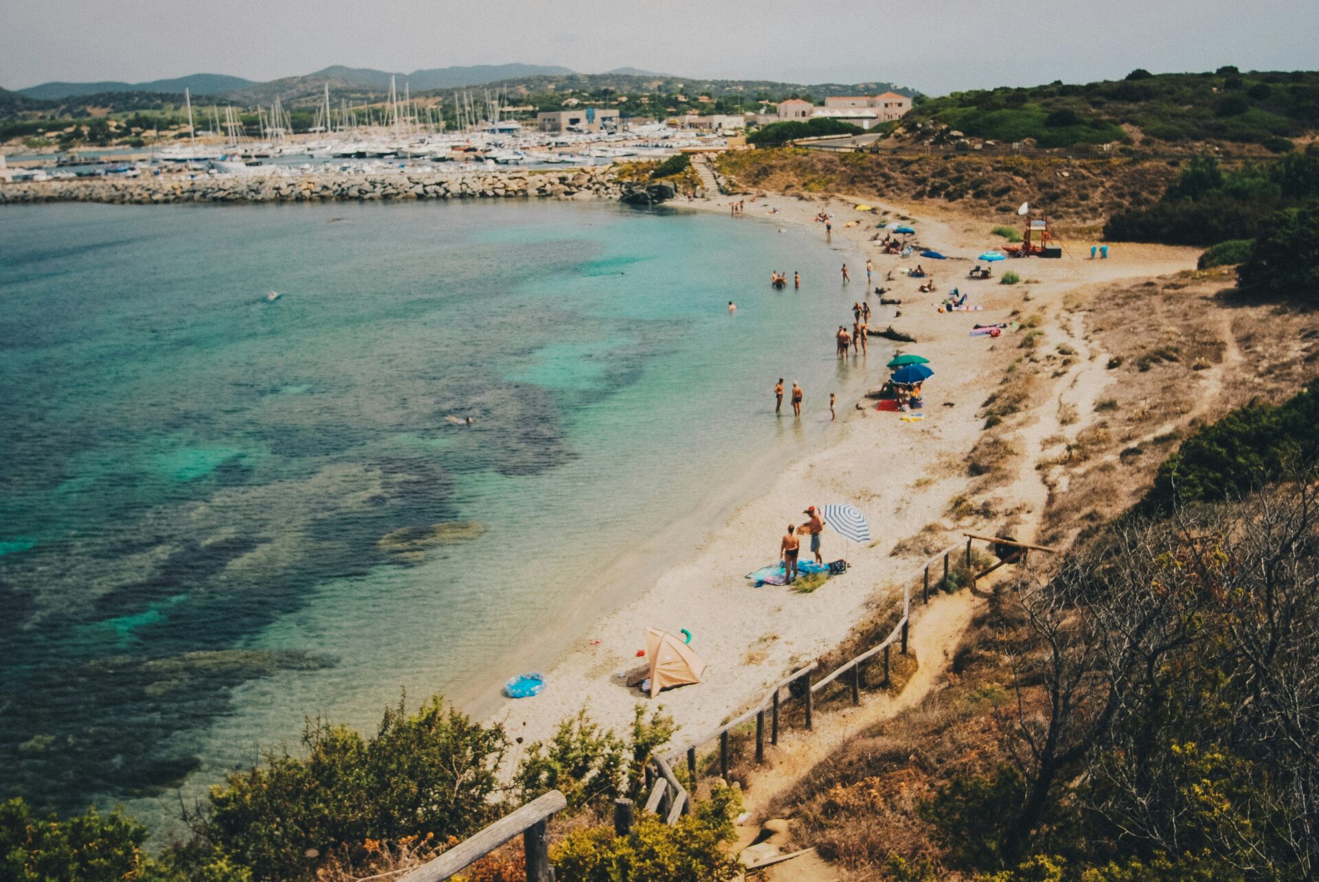 Scenic view of a Cagliari beach with golden sand