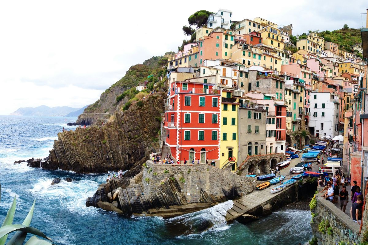 Colorful houses and building along the coast of Cinque Terre.