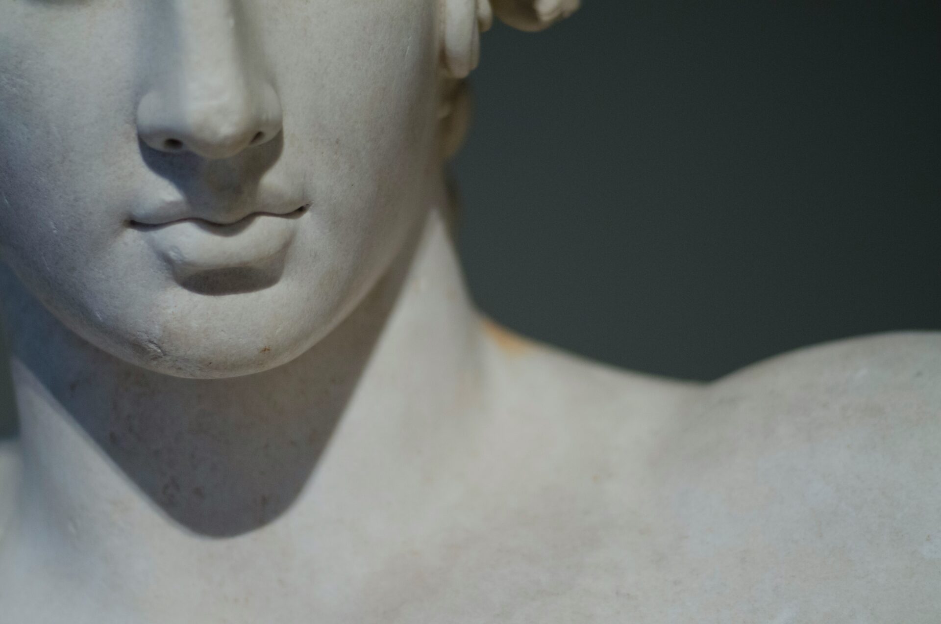 Closeup of a Greek marble statue