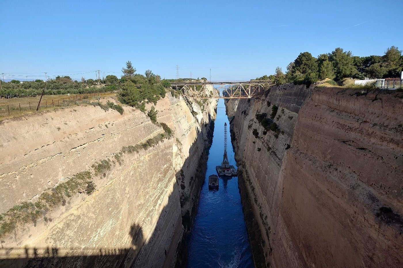 Aerial view of the Corinth Canal in Greece