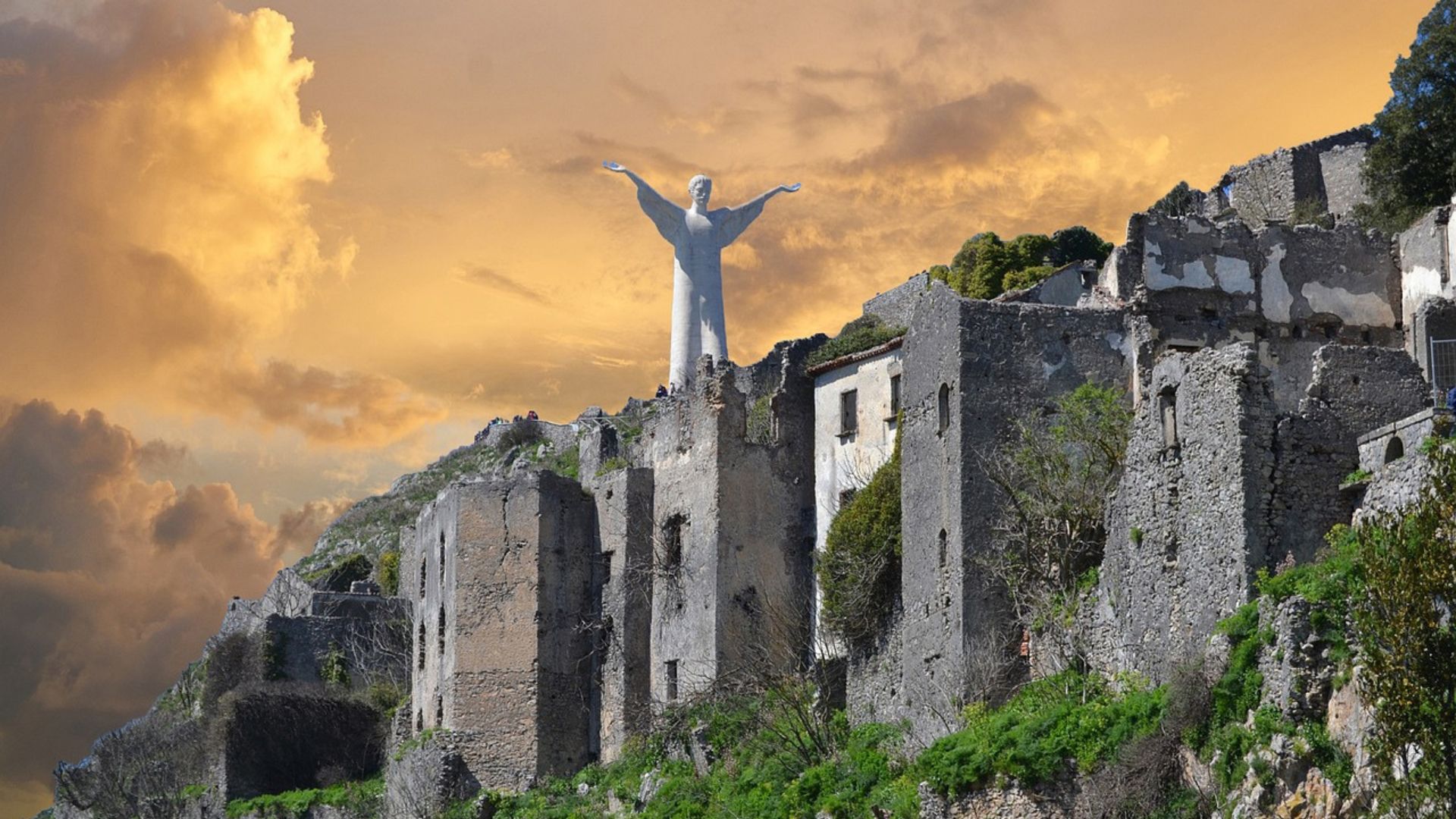 Image shows Maratea’s Christ the Redeemer, Marate, Basilicata, Italy
