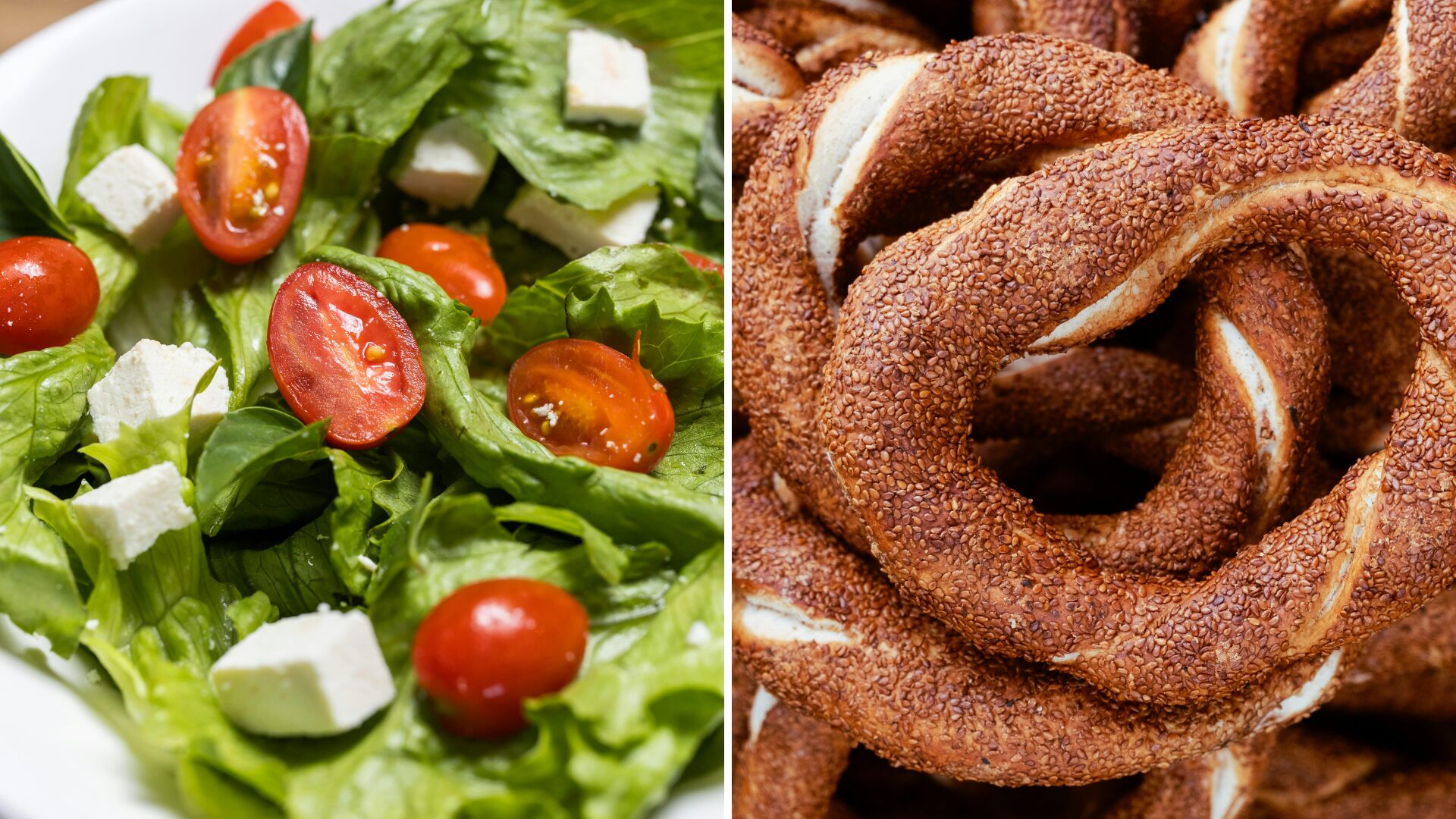Greek salad and koulouri