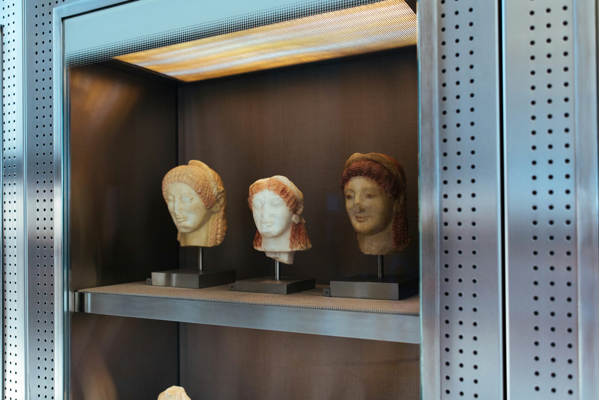 Head statues at a museum in Greece