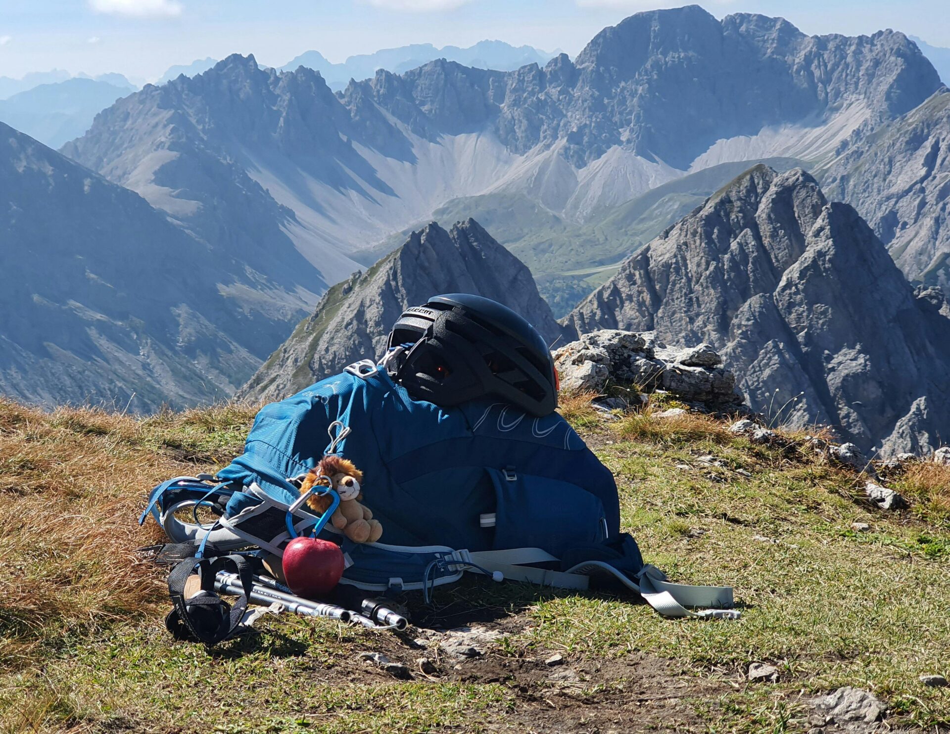 Backpacks filled with hiking essentials 