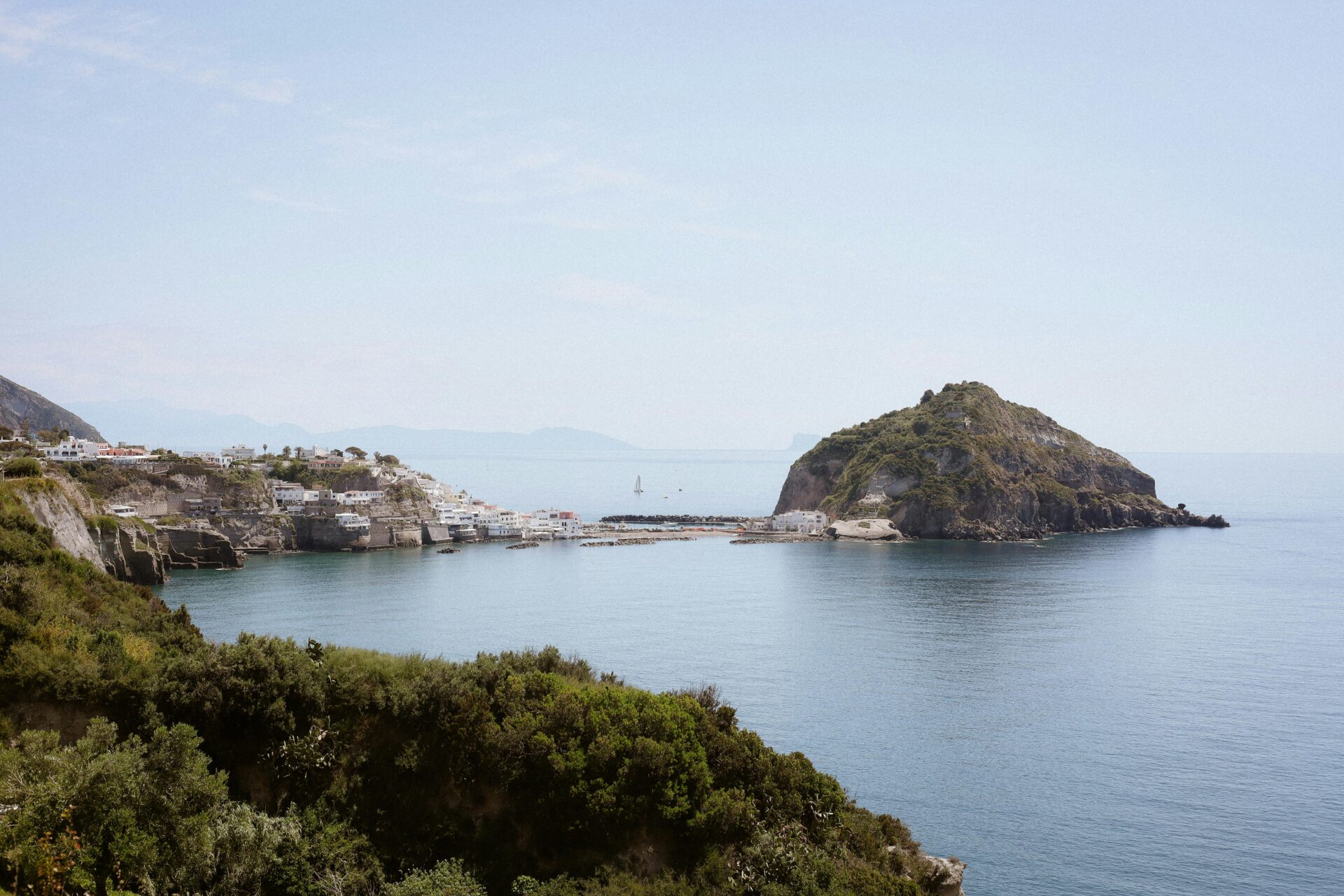 Scenic coastal view of Sant'Angelo village in Ischia, Italy