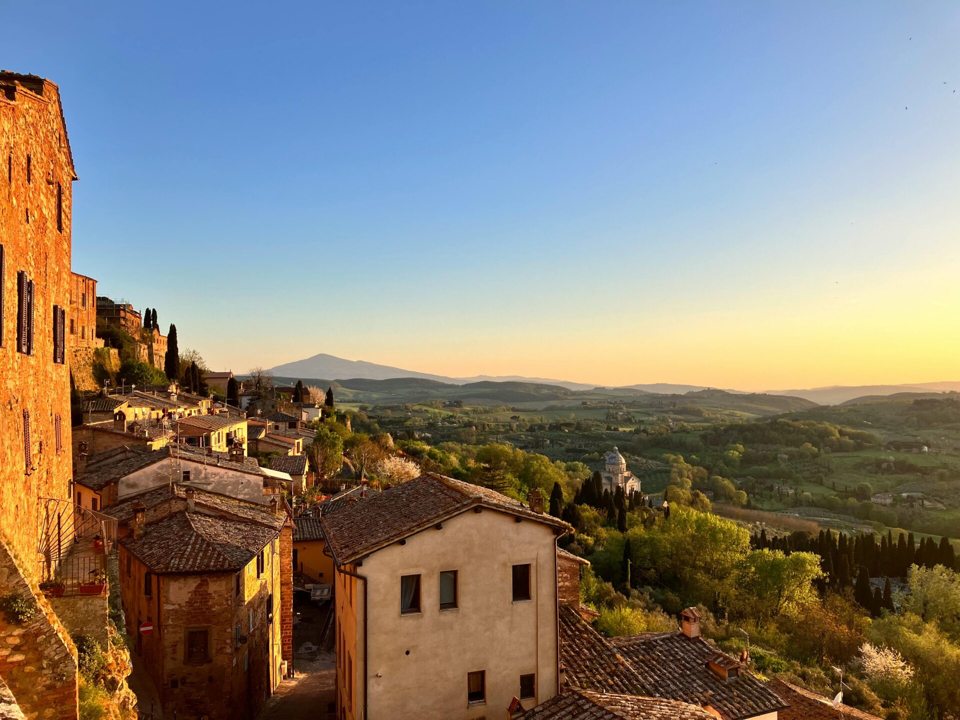 Italian hill town - sunset view