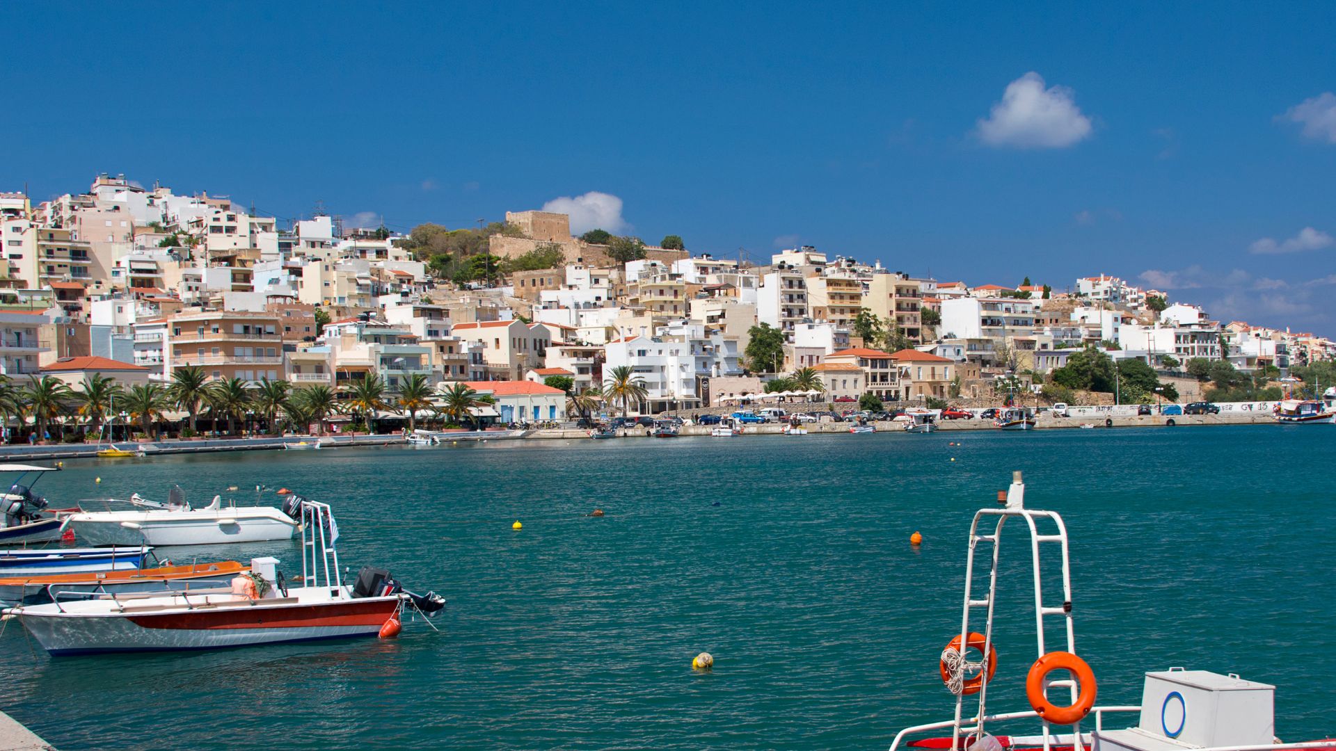 Kazarma Fortress in Sitia, Crete, Greece, overlooking the town and harbor.