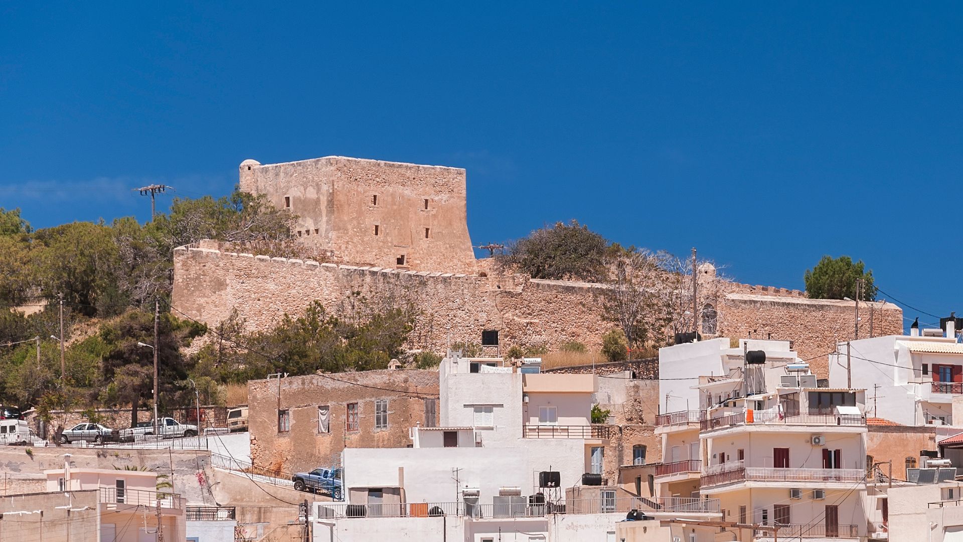 Kazarma Fortress in Sitia, Crete, Greece, overlooking the town and harbor.