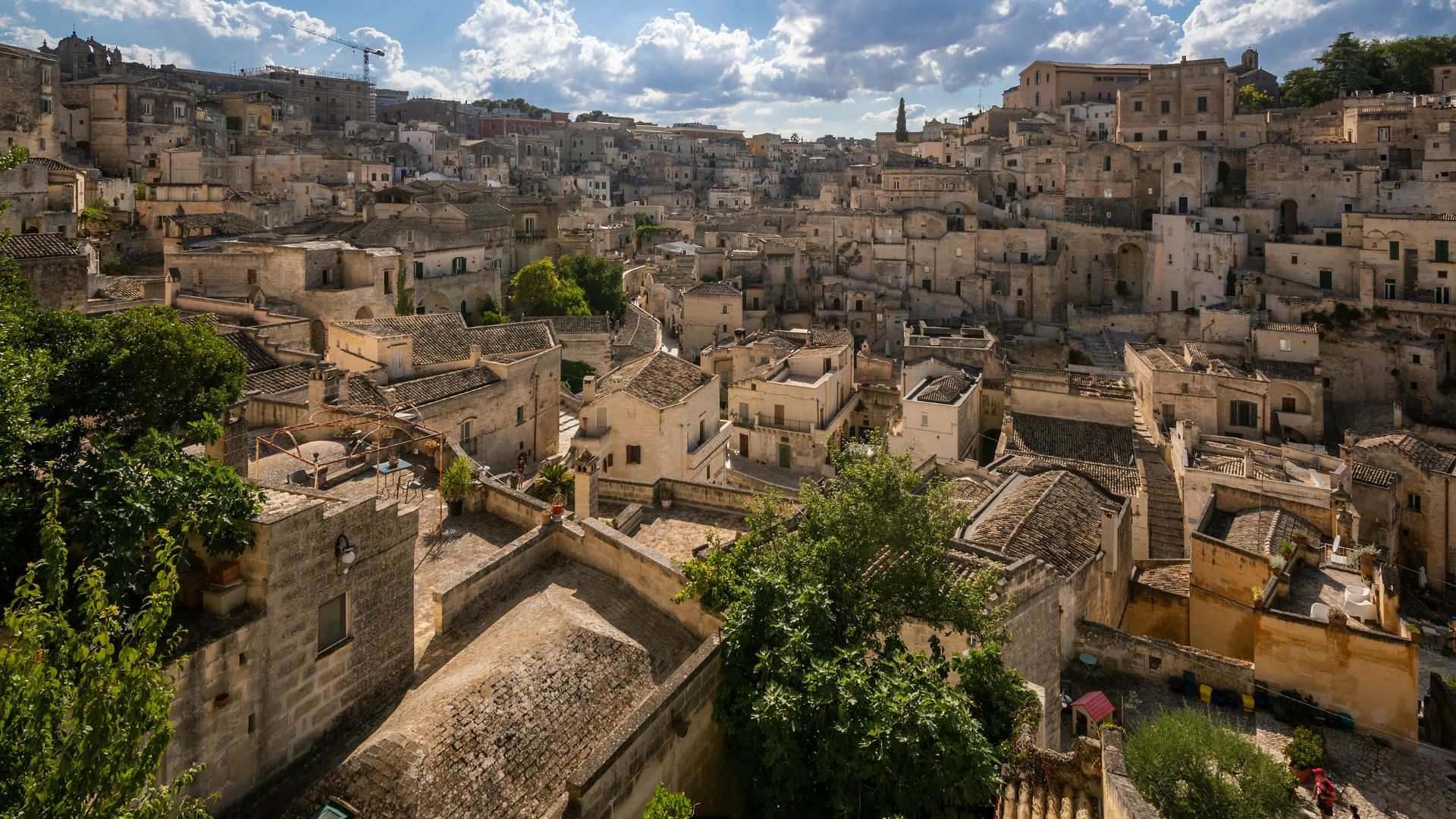 Image shows houses in Matera, Basilicata, Italy.