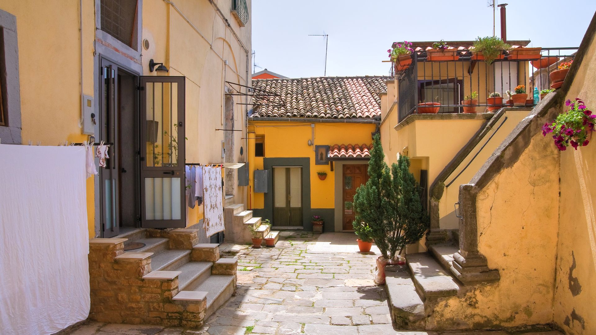Image shows a street in Melfi, Potenza, Basilicata, Italy.. 