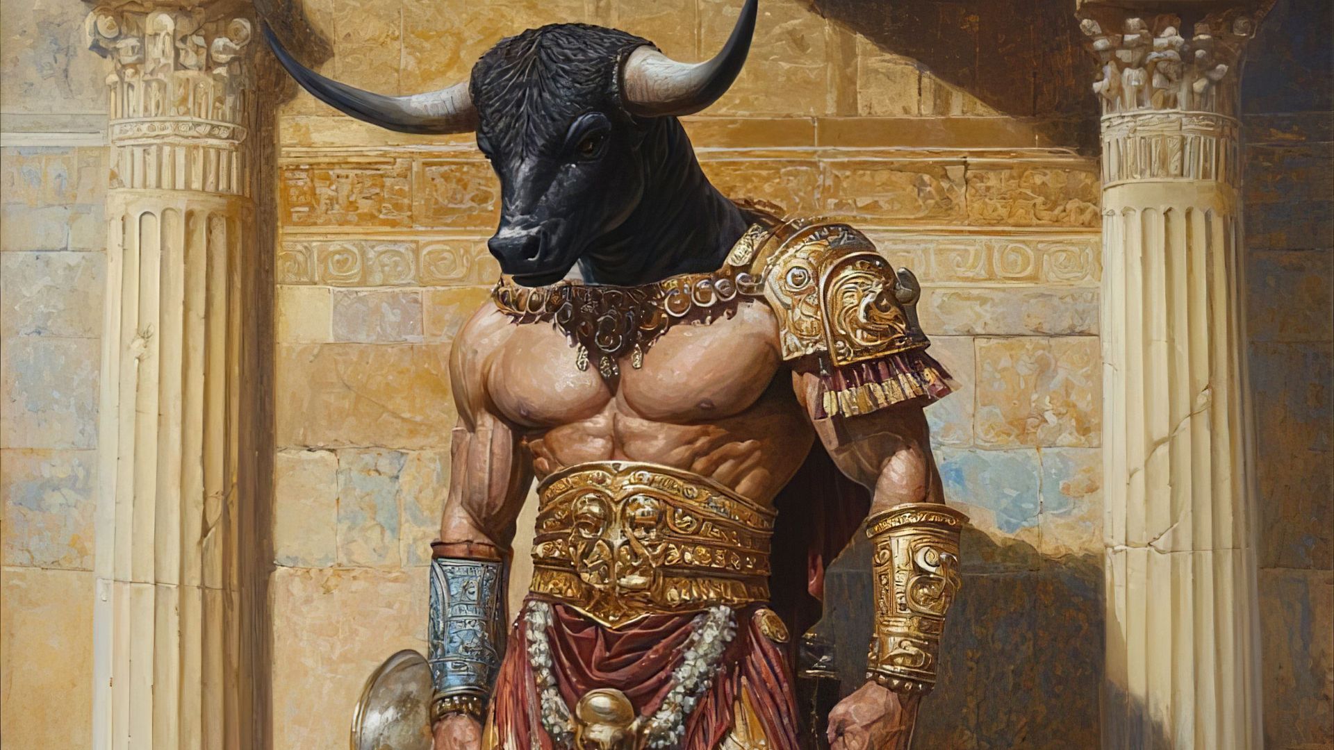 Minotaur—a creature with the body of a man and the head of a bull.