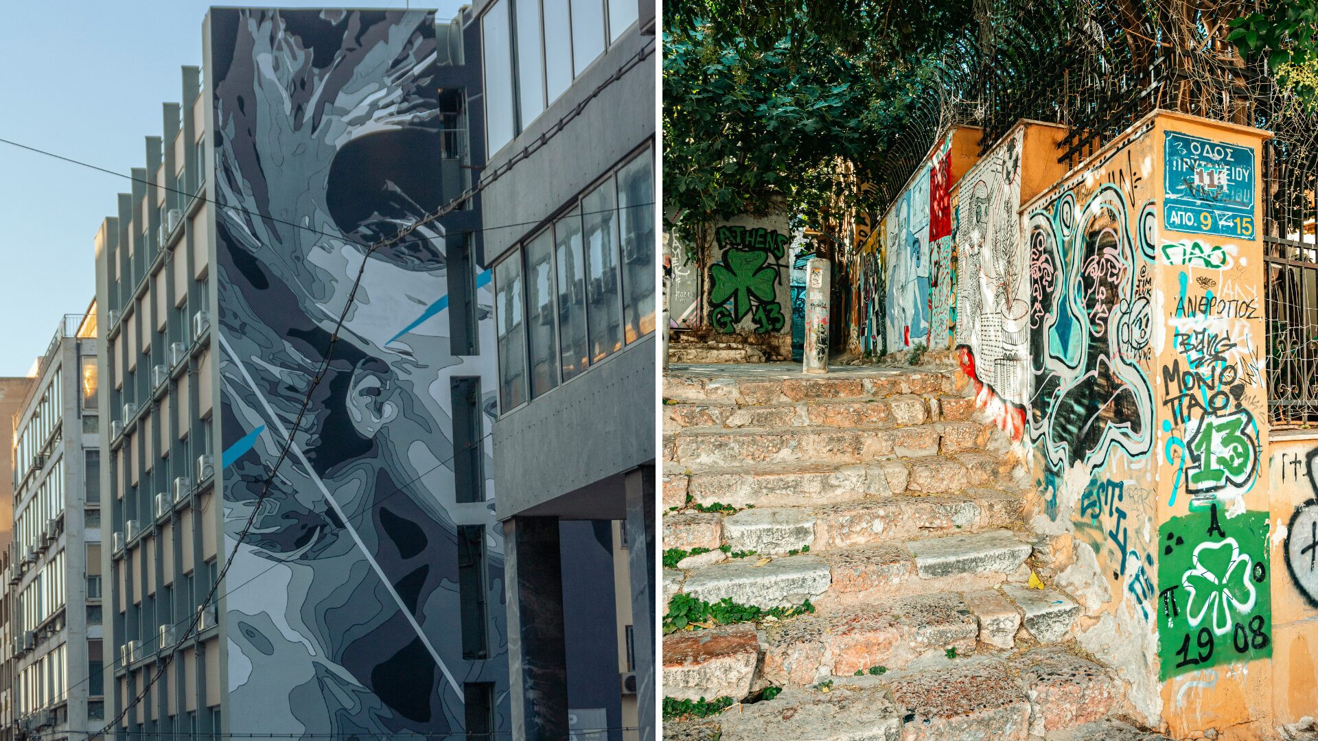 Mural and graffiti in Athens street