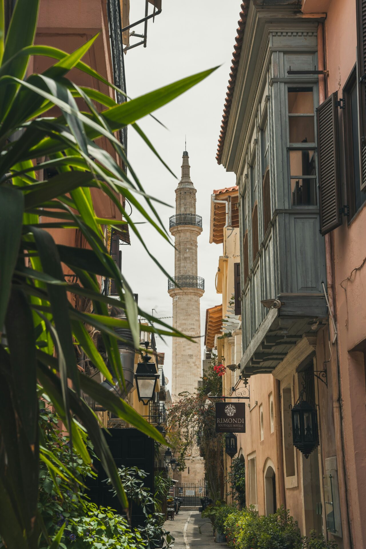 Street view of the Neratze Mosque in Rethymno