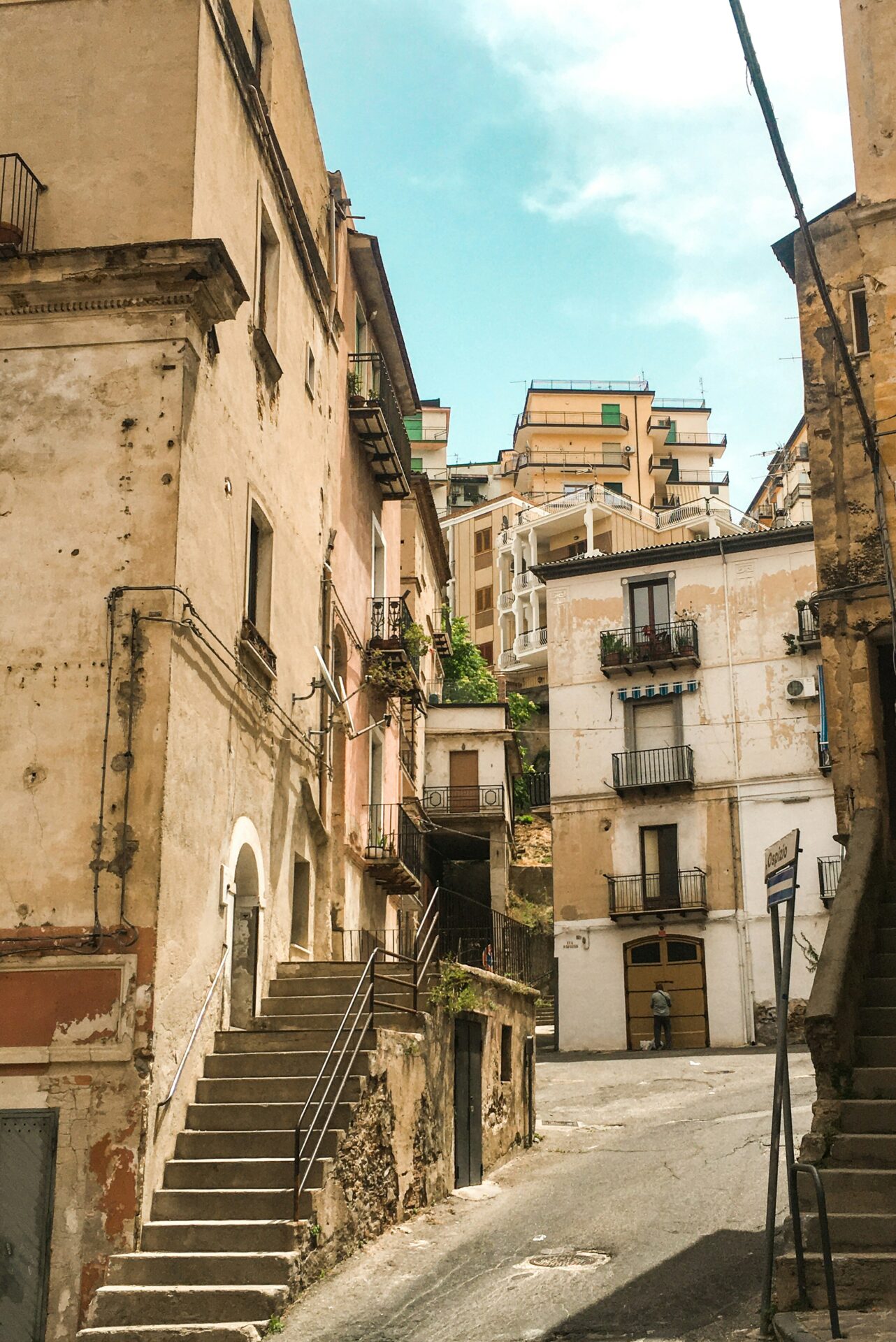 Historic Italian houses nestled on the hillside of Cosenza