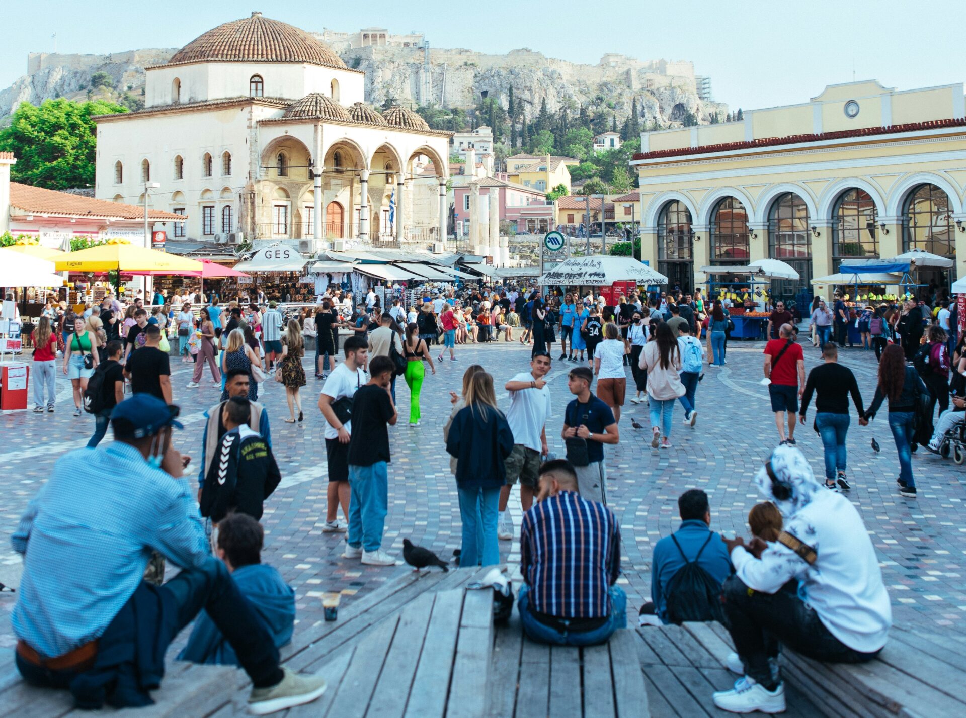 People at a square - Athens Greece