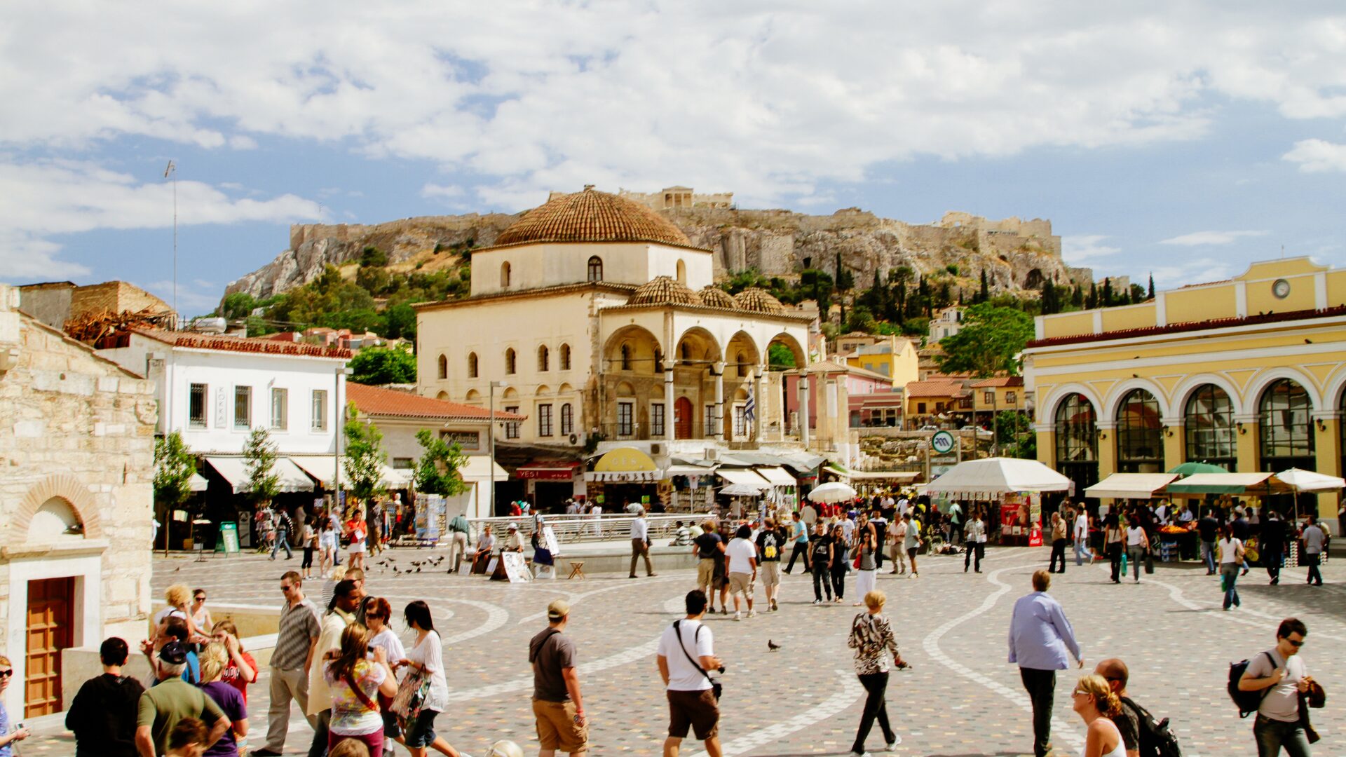 People walking at Monastiraki Square