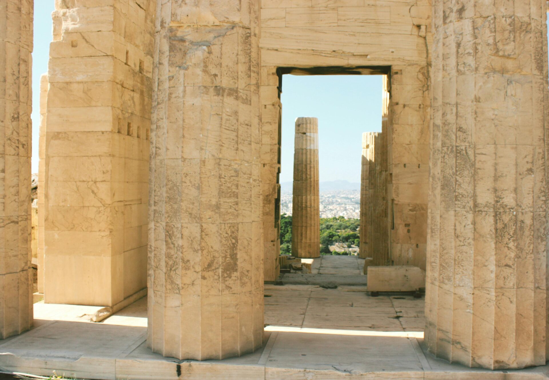 Pillars in the Propylaea in Greece