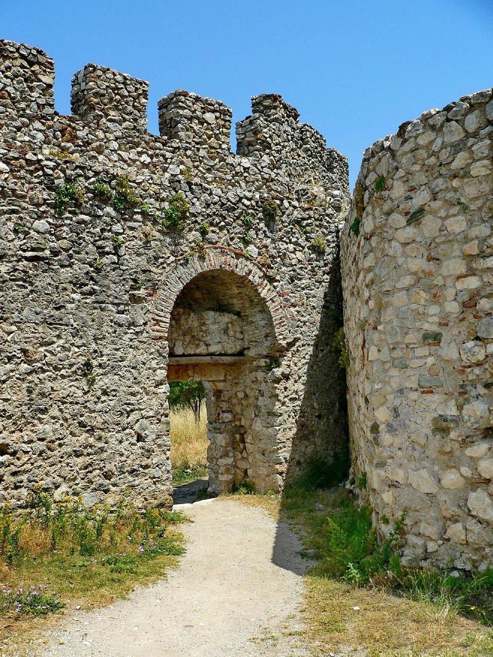 Stone walls and towers of Platamonas Castle